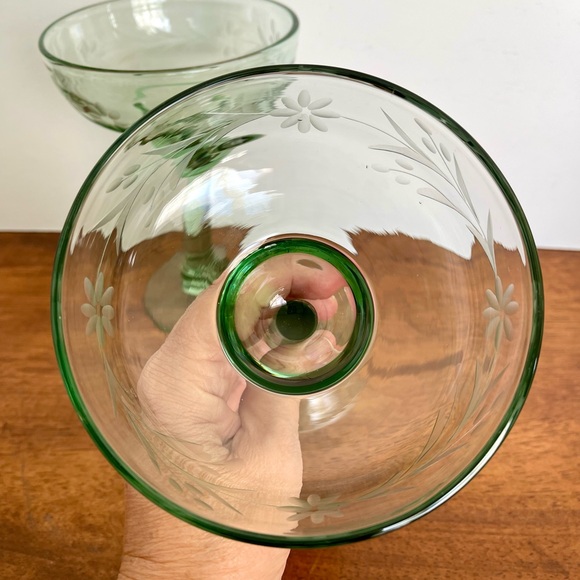 Bobby Flay Hand-Blown Etched Green Glass Margarita Glasses Set of 2 - Picture 7 of 10